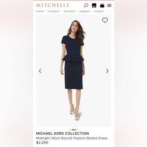 MICHAEL KORS COLLECTION
Midnight Wool Bouclé Peplum Belted Dress US size 8